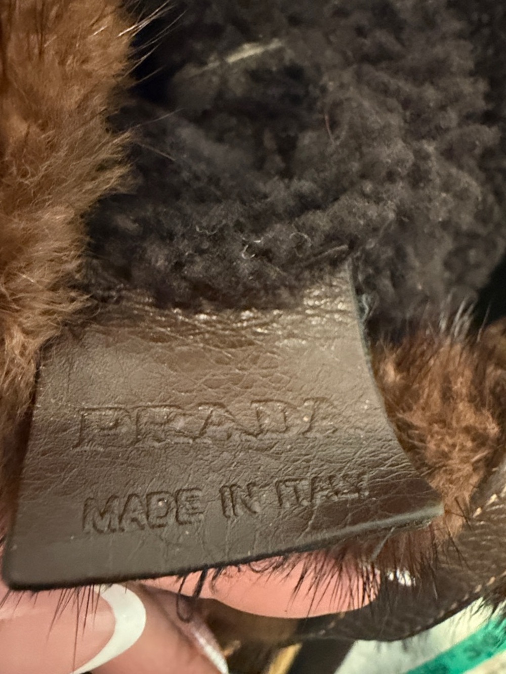 Prada Brown Suede Tote with Mink Fur Trim and Gold Hardware - Picture 14 of 15